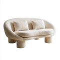 Kremowa sofa dwuosobowa z tkaniny bouclé, zaokrąglona, 170 x 85 x 78 cm